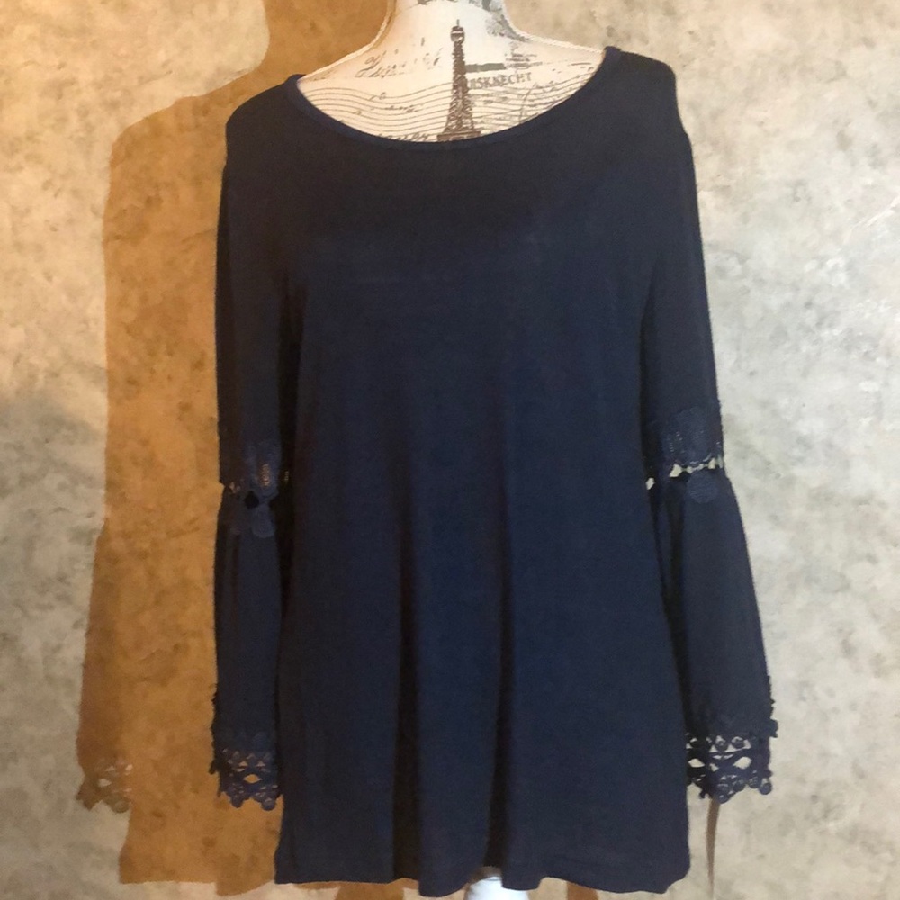 New Direction* Crochet Sleeve Detailed Top